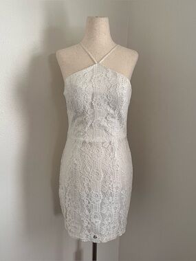 Windsor white lace halter neck bodycon dress Size 7